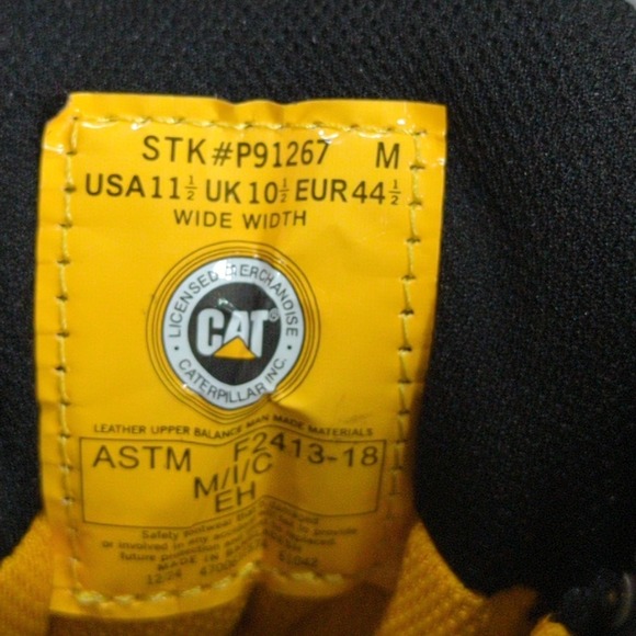 CAT Caterpillar Work Boots Mens 11.5 Wide Black Mobilize Alloy Toe New